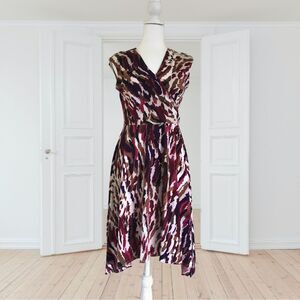 Maggy L Petite Colorful Printed Dress Sleeveless Crisscross Size 8P
